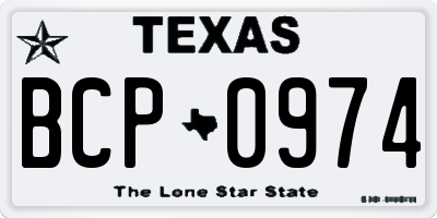 TX license plate BCP0974