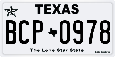 TX license plate BCP0978