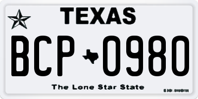 TX license plate BCP0980