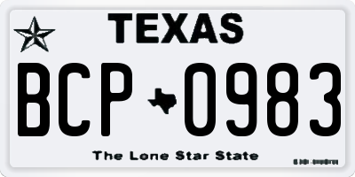 TX license plate BCP0983