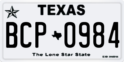 TX license plate BCP0984
