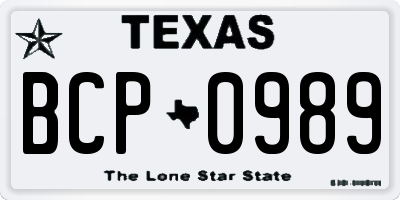 TX license plate BCP0989