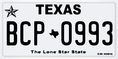 TX license plate BCP0993