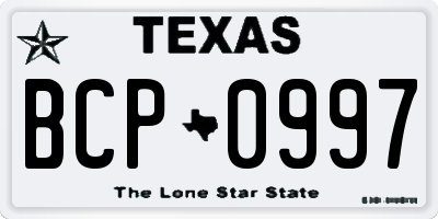 TX license plate BCP0997