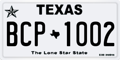 TX license plate BCP1002