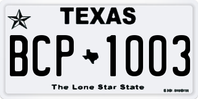 TX license plate BCP1003
