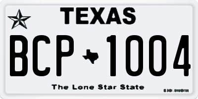 TX license plate BCP1004