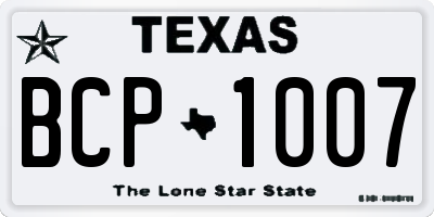 TX license plate BCP1007