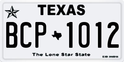 TX license plate BCP1012