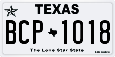 TX license plate BCP1018