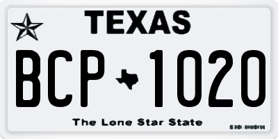 TX license plate BCP1020