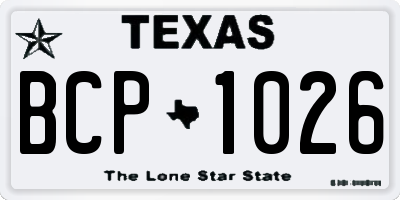 TX license plate BCP1026