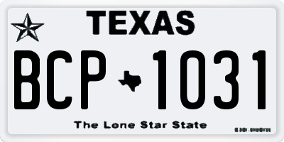 TX license plate BCP1031