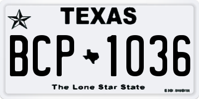 TX license plate BCP1036
