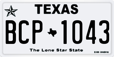 TX license plate BCP1043
