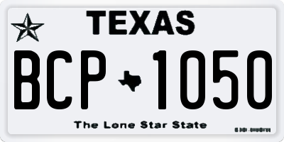 TX license plate BCP1050