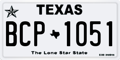 TX license plate BCP1051
