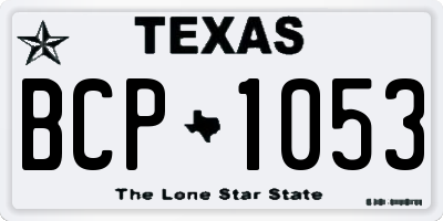 TX license plate BCP1053