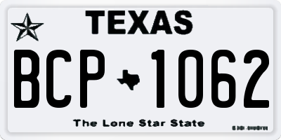 TX license plate BCP1062