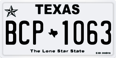 TX license plate BCP1063