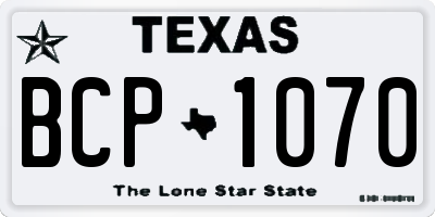 TX license plate BCP1070