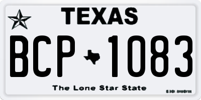 TX license plate BCP1083