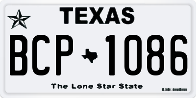 TX license plate BCP1086