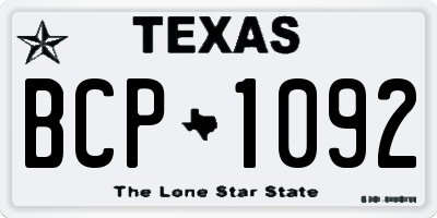 TX license plate BCP1092