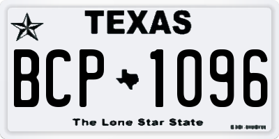 TX license plate BCP1096