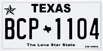 TX license plate BCP1104