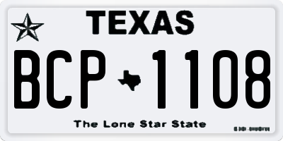TX license plate BCP1108