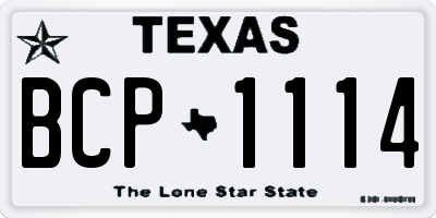 TX license plate BCP1114