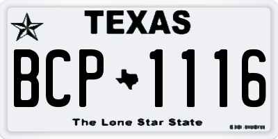TX license plate BCP1116