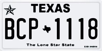 TX license plate BCP1118