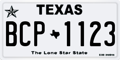TX license plate BCP1123