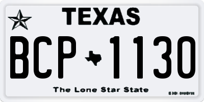 TX license plate BCP1130