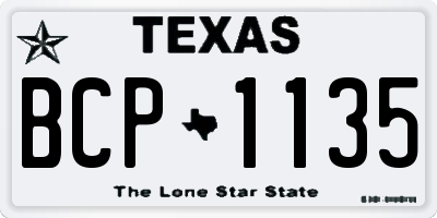 TX license plate BCP1135
