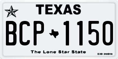 TX license plate BCP1150