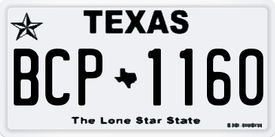 TX license plate BCP1160