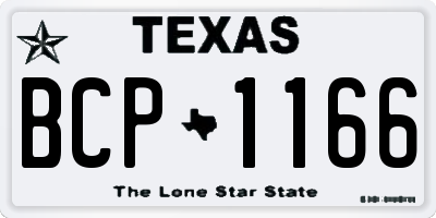 TX license plate BCP1166