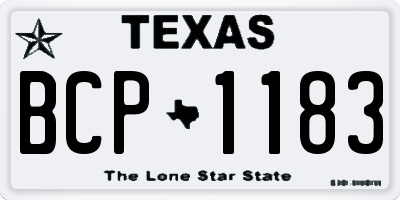 TX license plate BCP1183