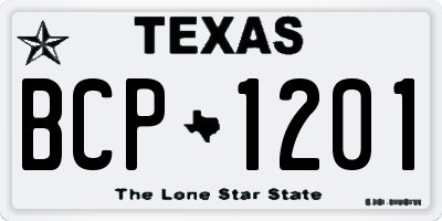 TX license plate BCP1201