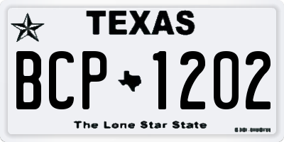 TX license plate BCP1202