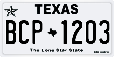 TX license plate BCP1203