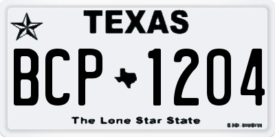 TX license plate BCP1204