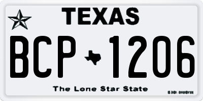 TX license plate BCP1206