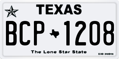 TX license plate BCP1208