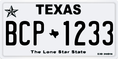TX license plate BCP1233