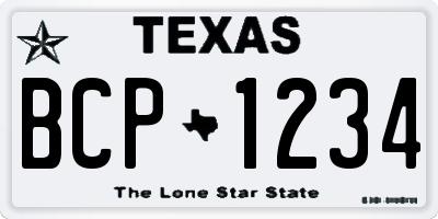 TX license plate BCP1234