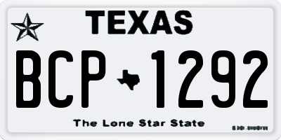 TX license plate BCP1292